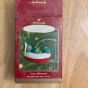 Hallmark “Lazy Afternoon” keepsake decoration. Fishing turtle ornament .